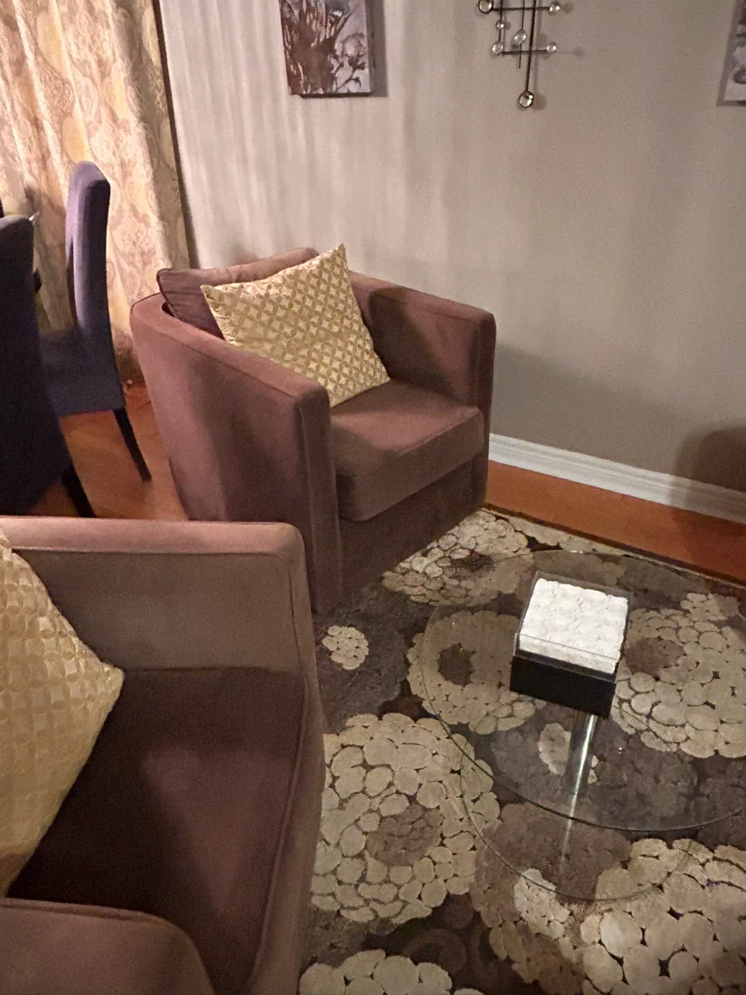 4 Brown Suede Swivel Accent Chairs image indicator(5)