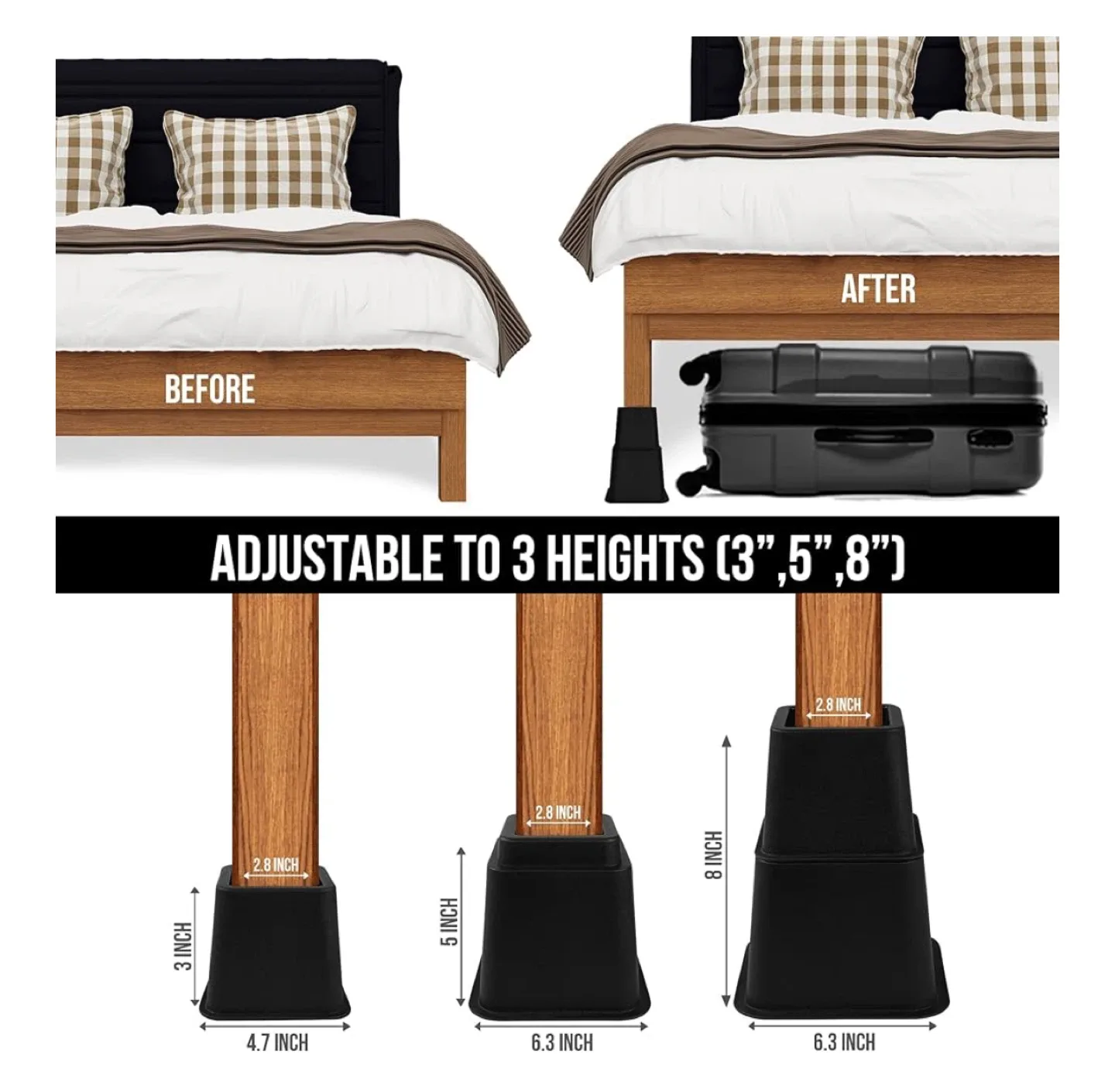 Utopia Bedding Adjustable Furniture Risers - Set of 8 image indicator(2)