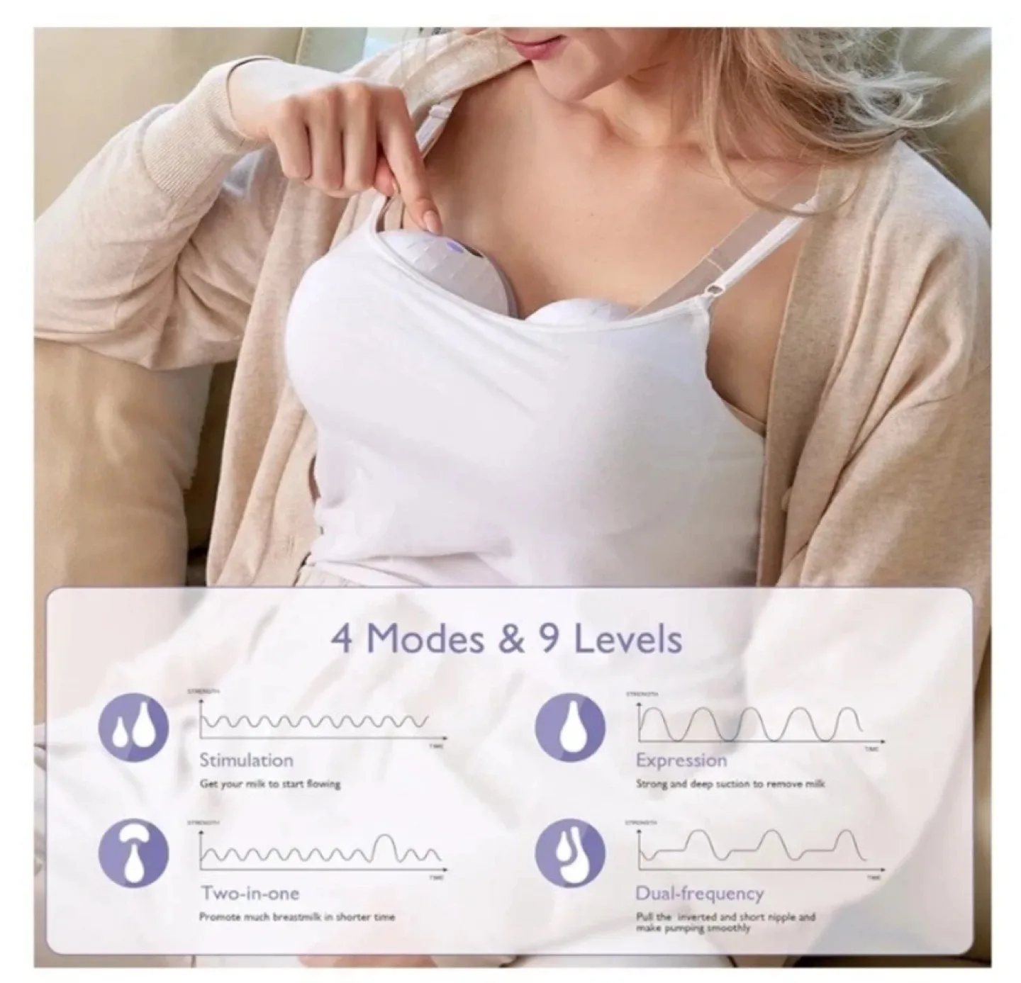 PiBur P15 Wearable Breast Pump - Double image indicator(2)
