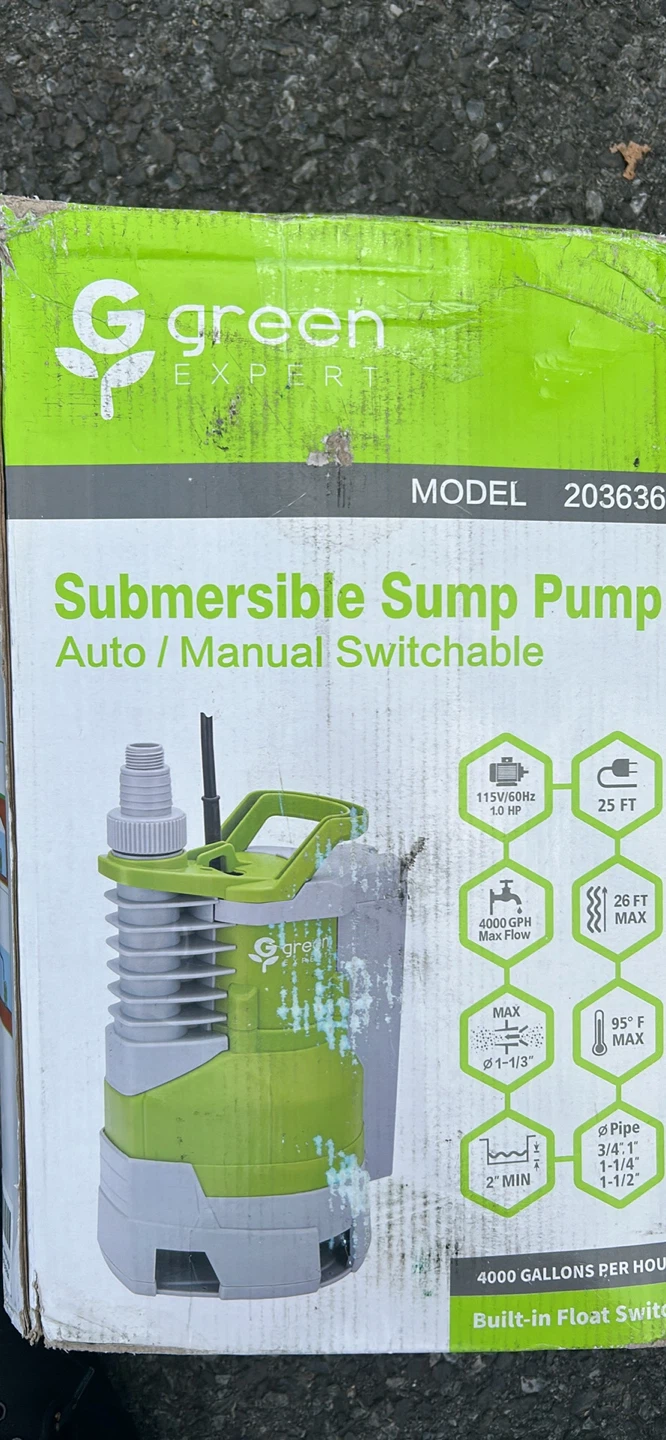 Green Expert Submersible Sump Pump Model 203636