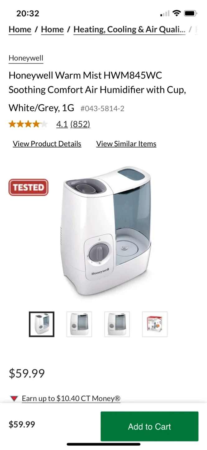 Like New Honeywell Soothing Comfort Warm Mist Humidifier thumbnail