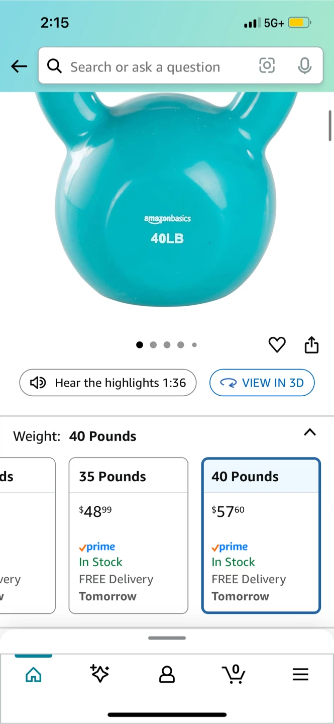 Amazon Basics 40LB Kettlebell - Teal - photo 3