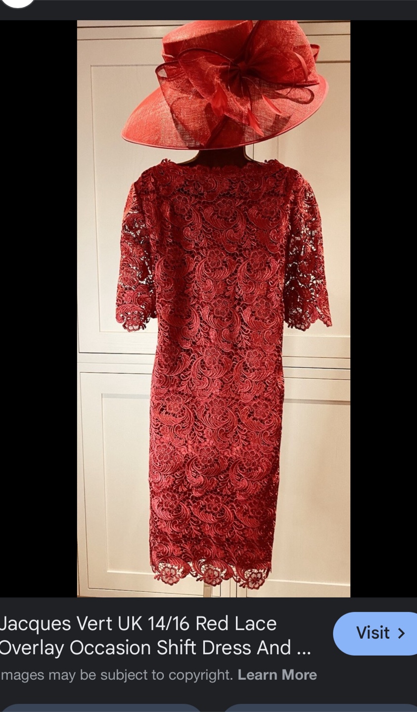 Jacques Vert Red Lace Dress UK 10