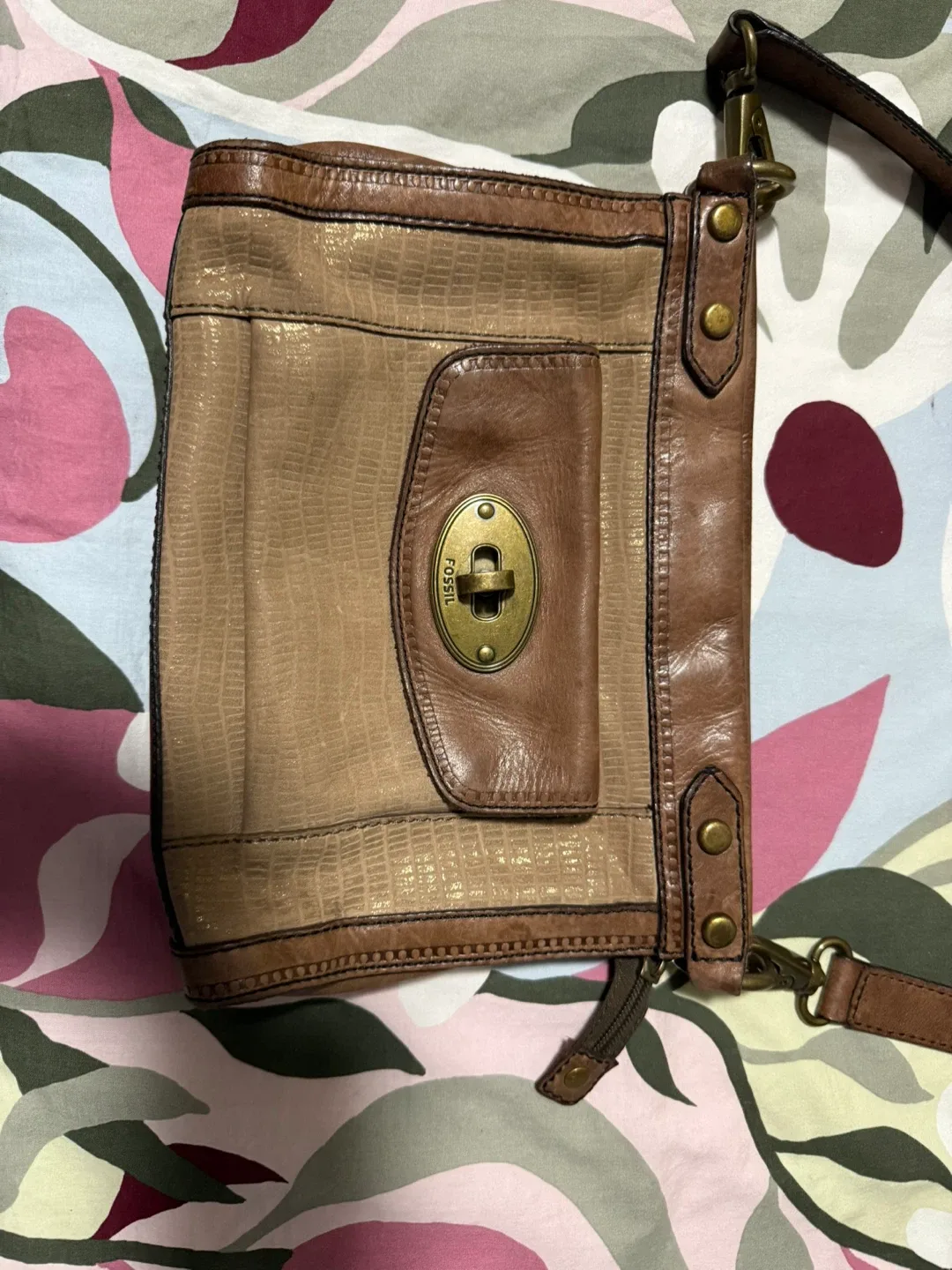 Fossil Brown Leather Crossbody Bag thumbnail