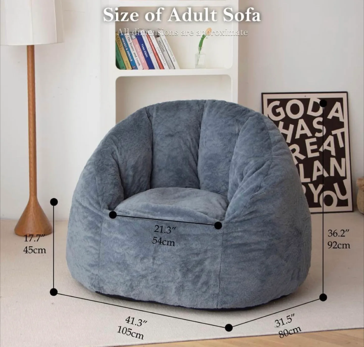 Adult Size Bean Bag Sofa - Blue image indicator(3)