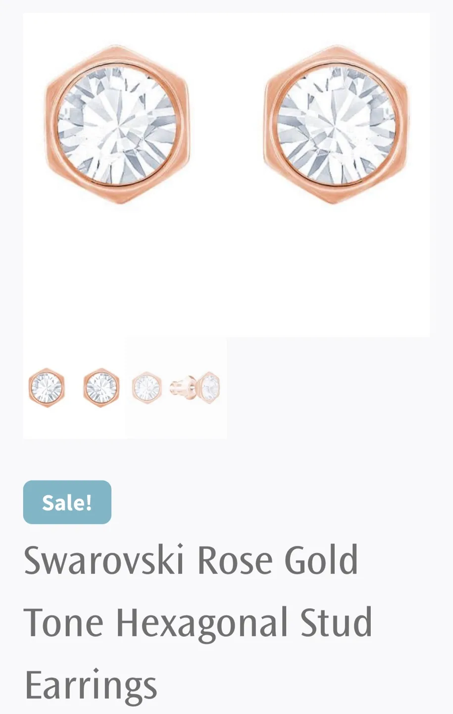 Swarovski Rose Gold Hexagonal Stud Earrings - New in Box thumbnail