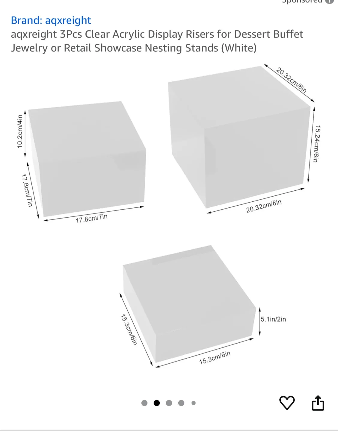3pcs clear acrylic display risers for dessert, jewellery image indicator(10)