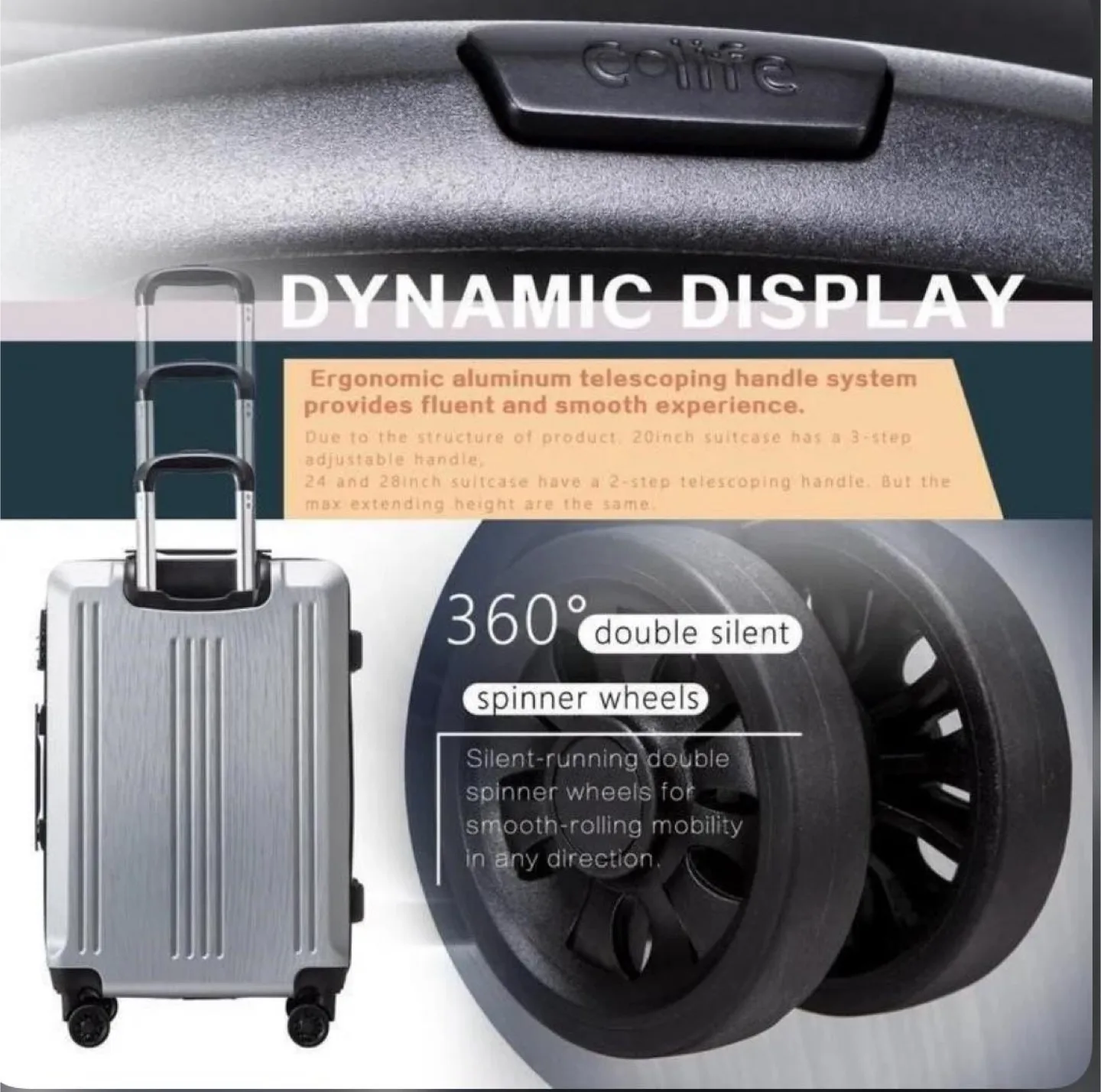 3pc  Silver Hardside Spinner Suitcase - NEW image indicator(3)