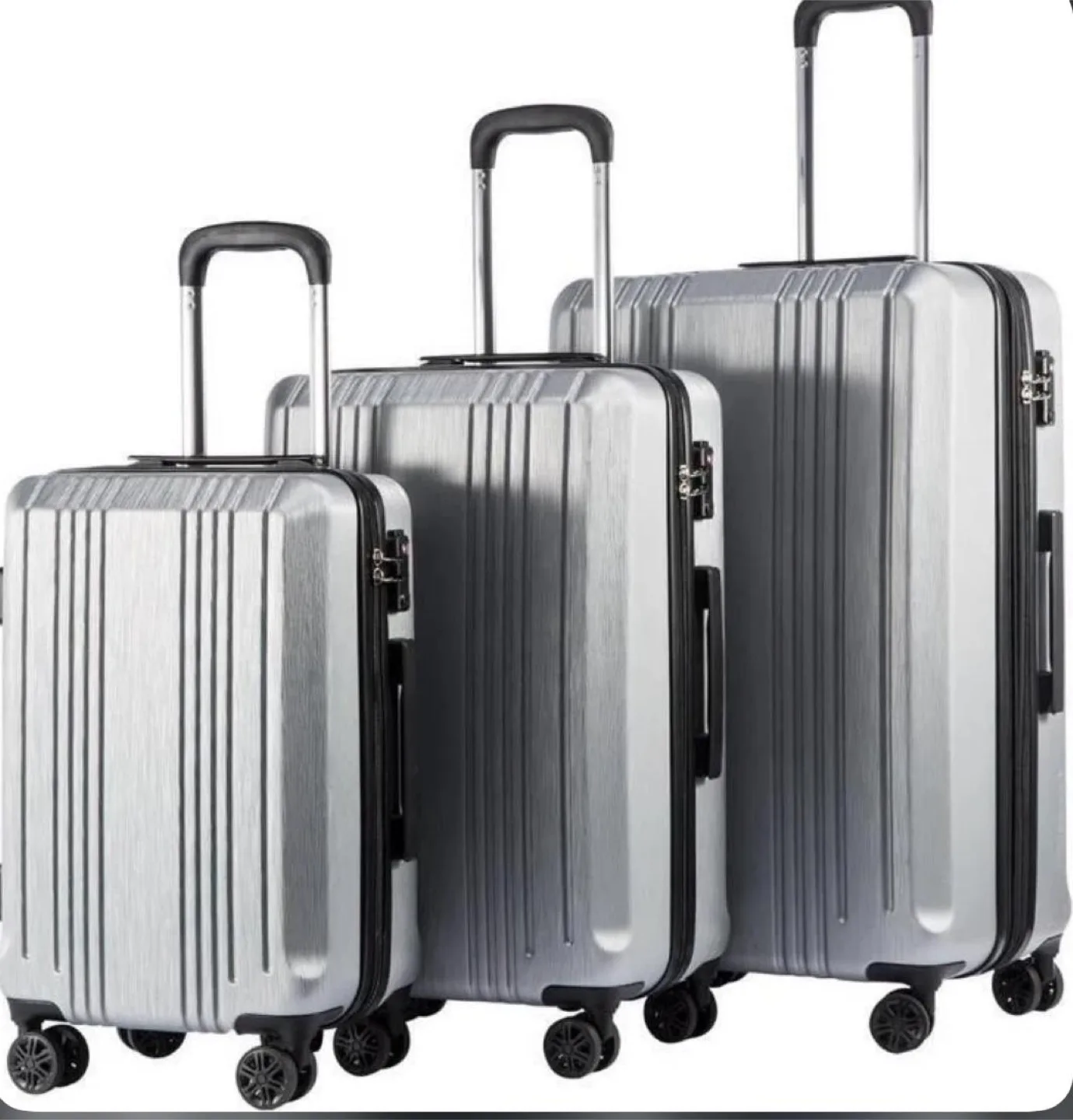 3pc  Silver Hardside Spinner Suitcase - NEW thumbnail