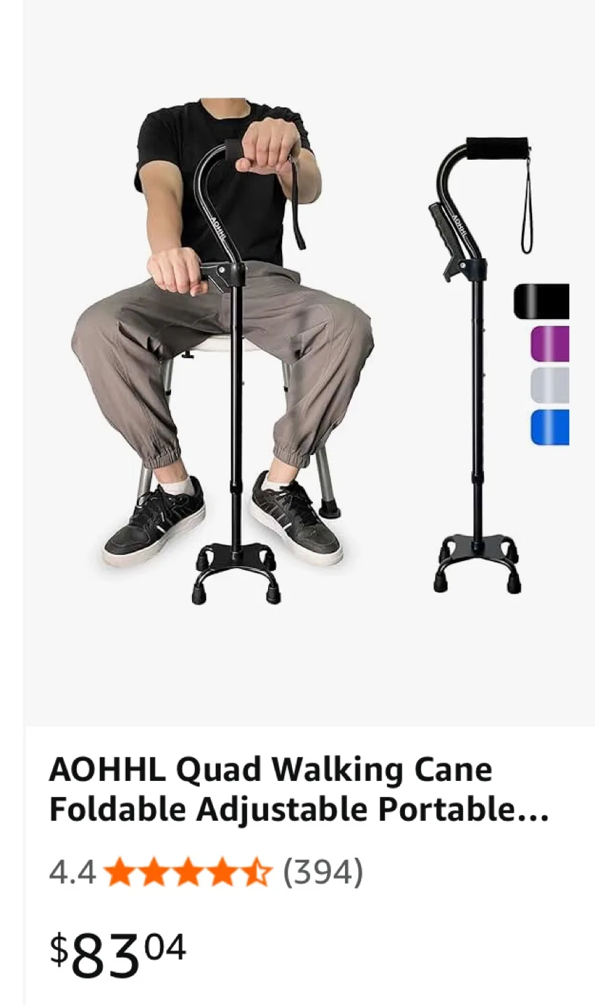 AOHHL Non-Mido Adjustable Quad Easy Up Cane image indicator(9)