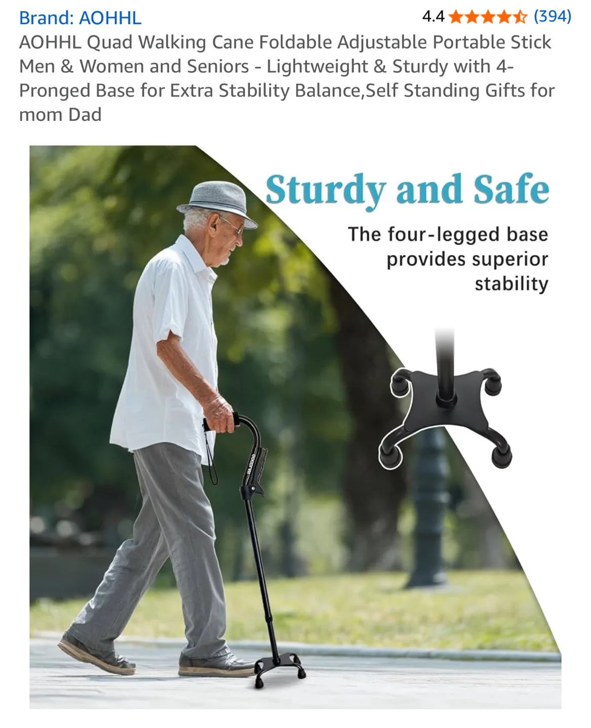 AOHHL Non-Mido Adjustable Quad Easy Up Cane image indicator(6)