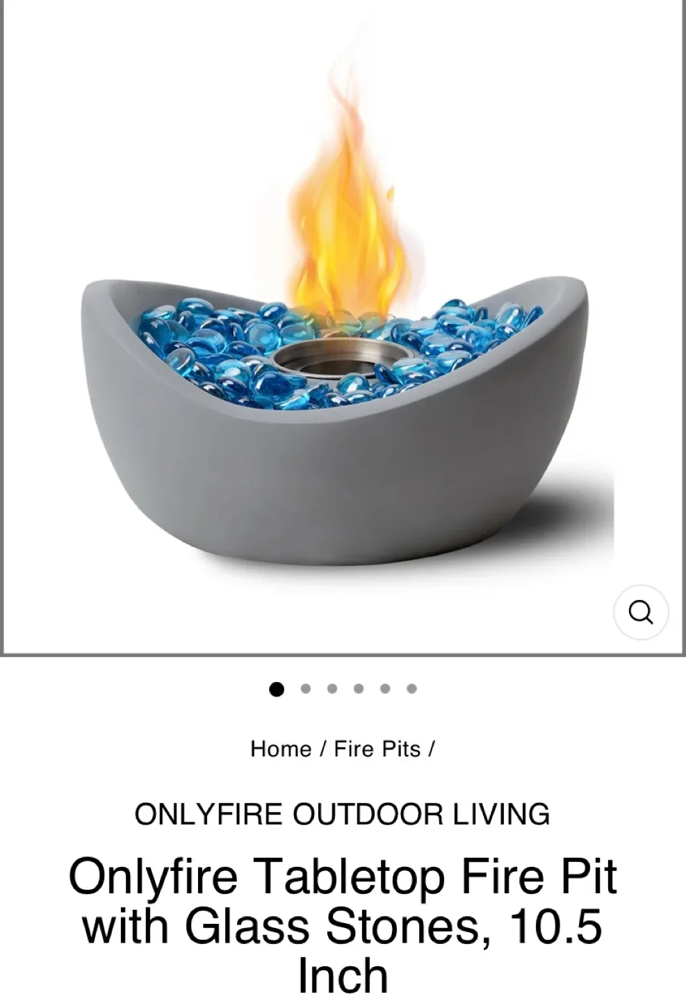 New Onlyfire Tabletop Fire Pit with Glass Stones 10.5” thumbnail