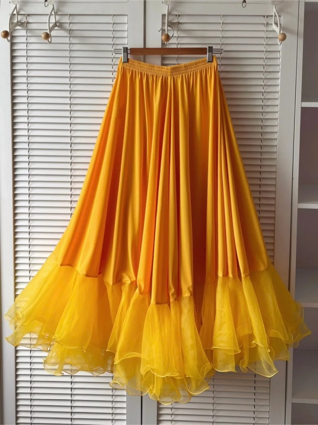 Vintage Maxi Long Flowy Full Skirt with Organza Hem thumbnail