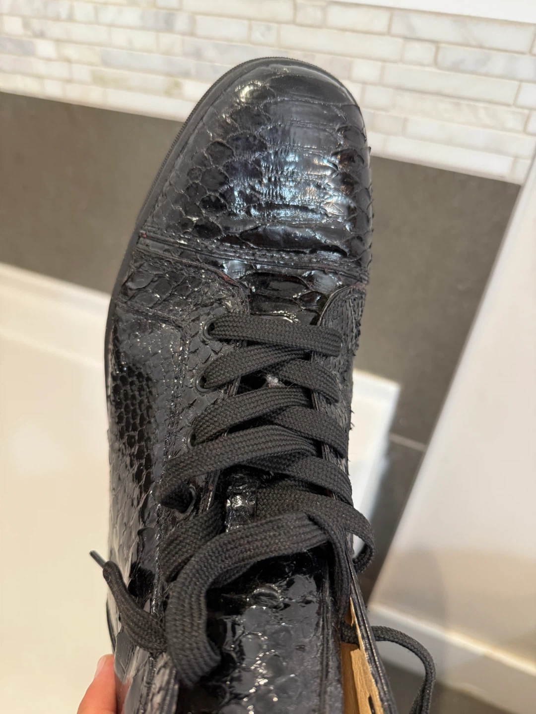 Christian Louboutin Black Python High-Top Sneakers - photo 3