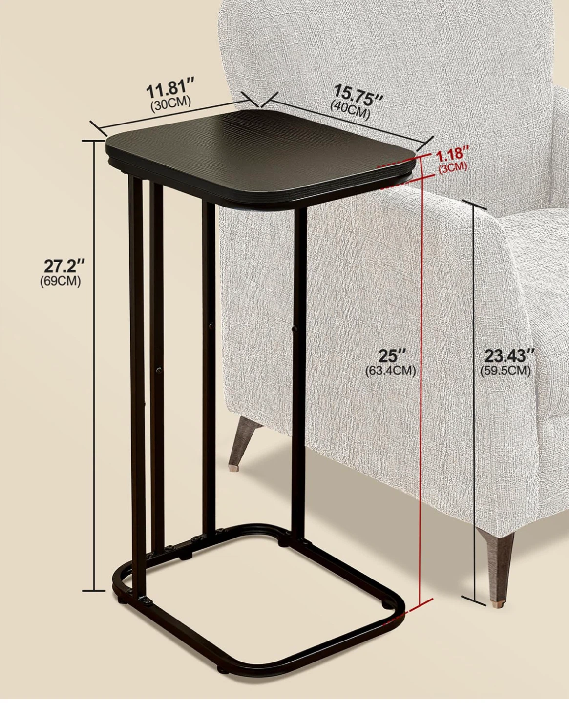 C shaped side table - photo 3