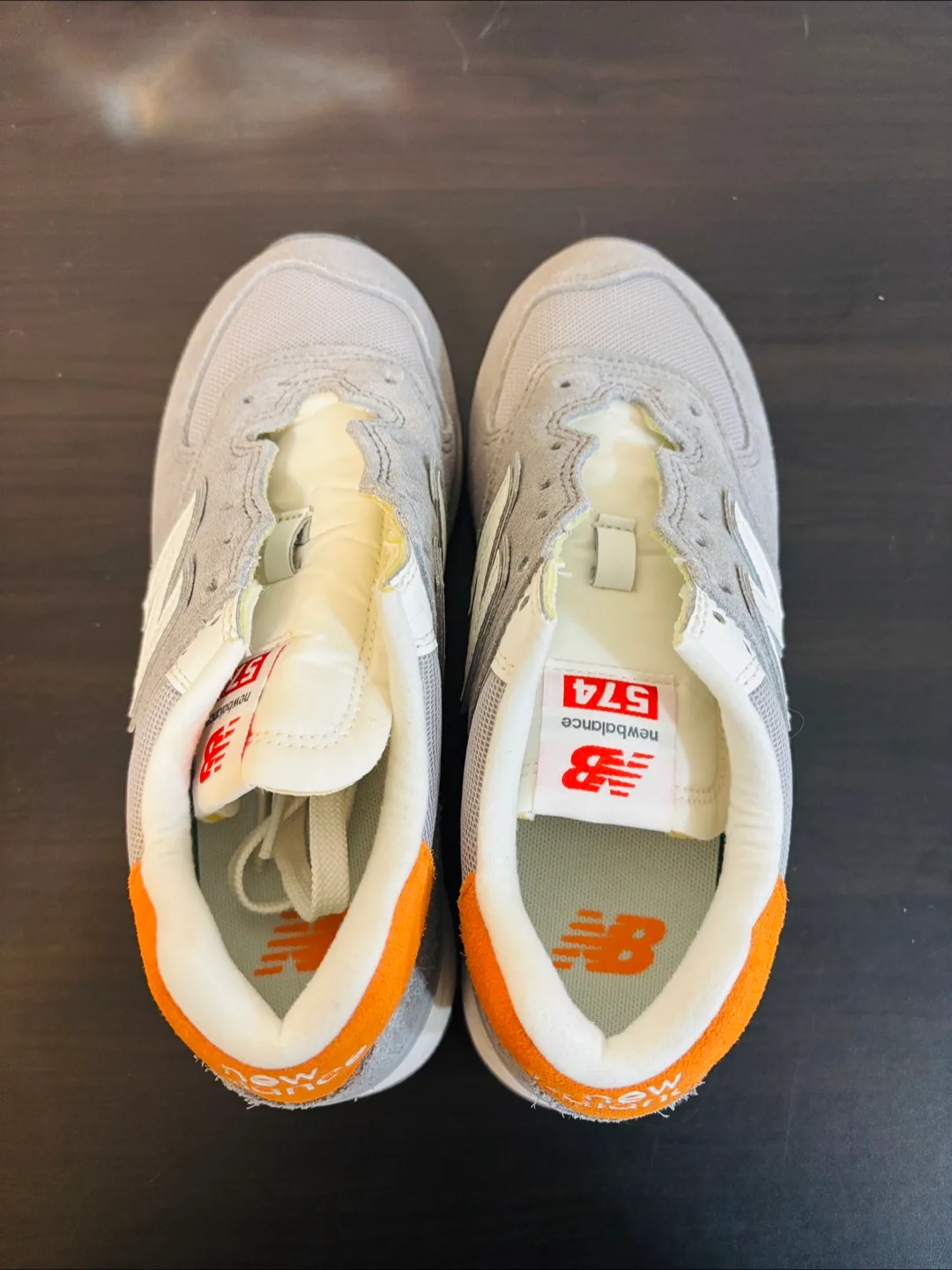 New Balance 574 Grey & Orange thumbnail