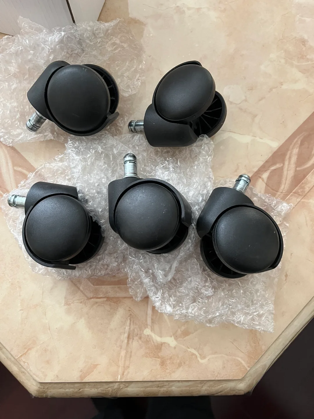 Set of 5 Black Office Chair Casters image indicator(2)