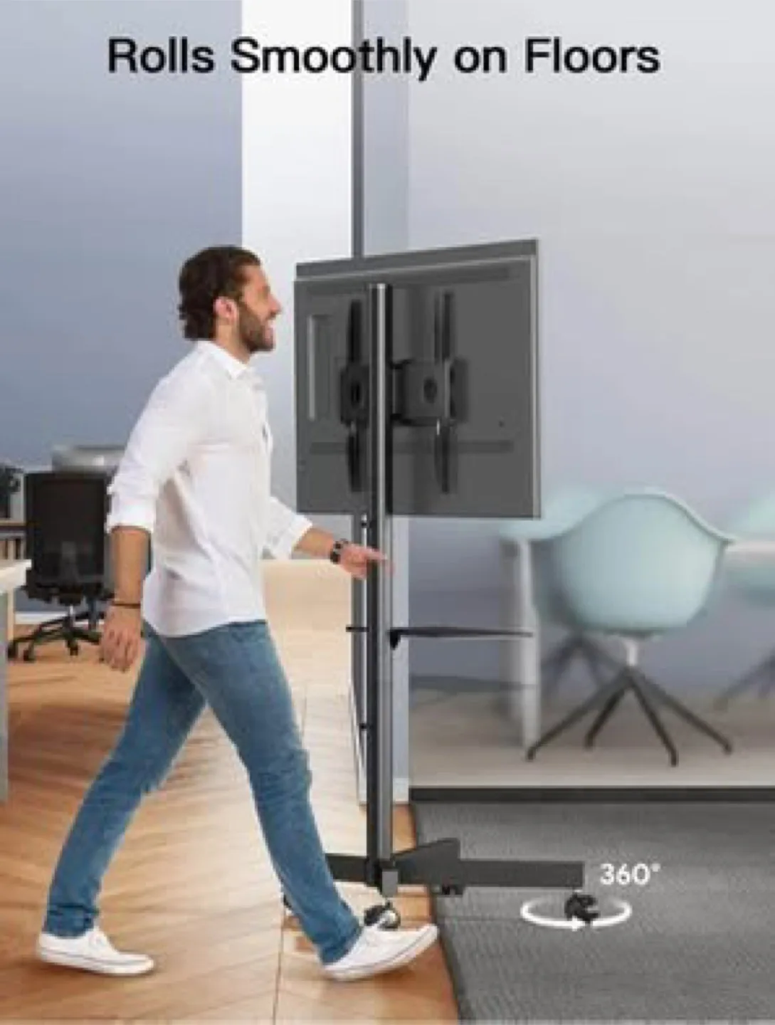 Rolling TV Stand with Mount & Shelf image indicator(3)