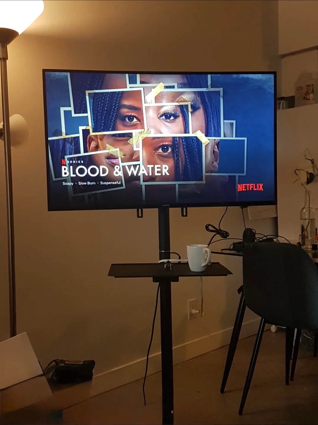 Rolling TV Stand with Mount & Shelf thumbnail