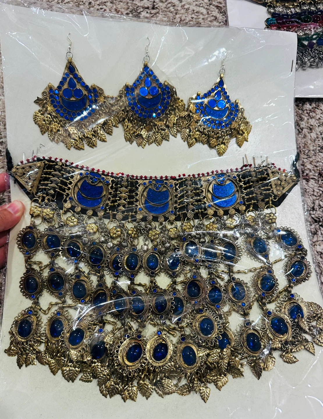 Necklace and Earring Set - Blue & Gold