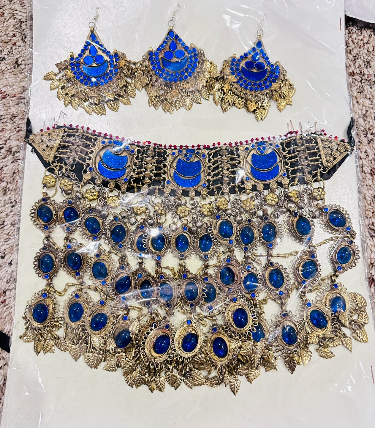 Necklace and Earring Set - Blue & Gold - photo 2