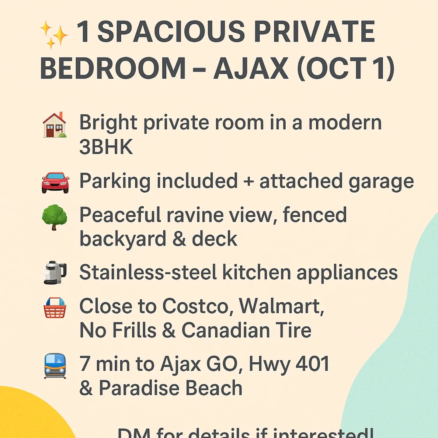 Room for rent in Ajax