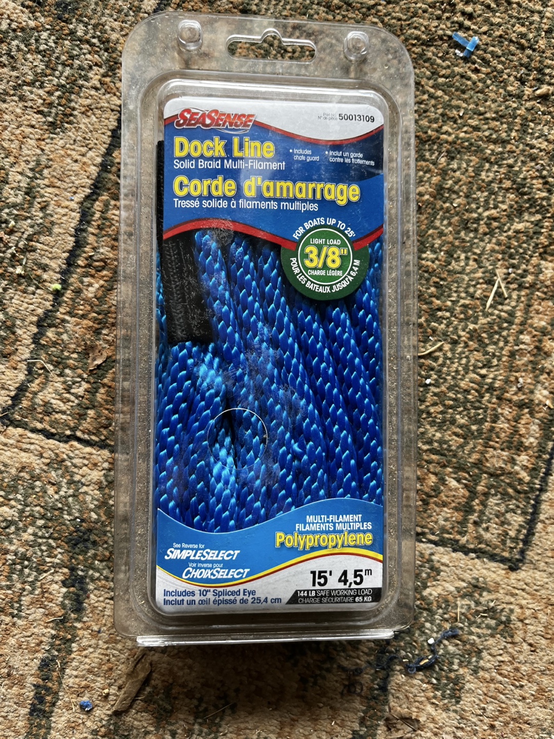 SeaSense Dock Line - 15 ft Solid Braid