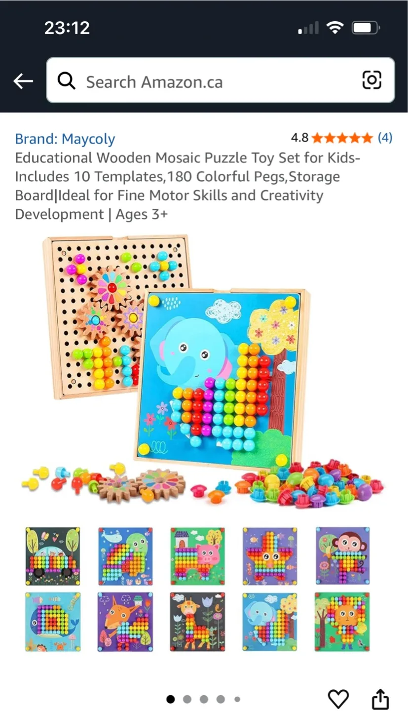 Maycoly Wooden Mosaic Puzzle Toy Set Ages 3+ thumbnail
