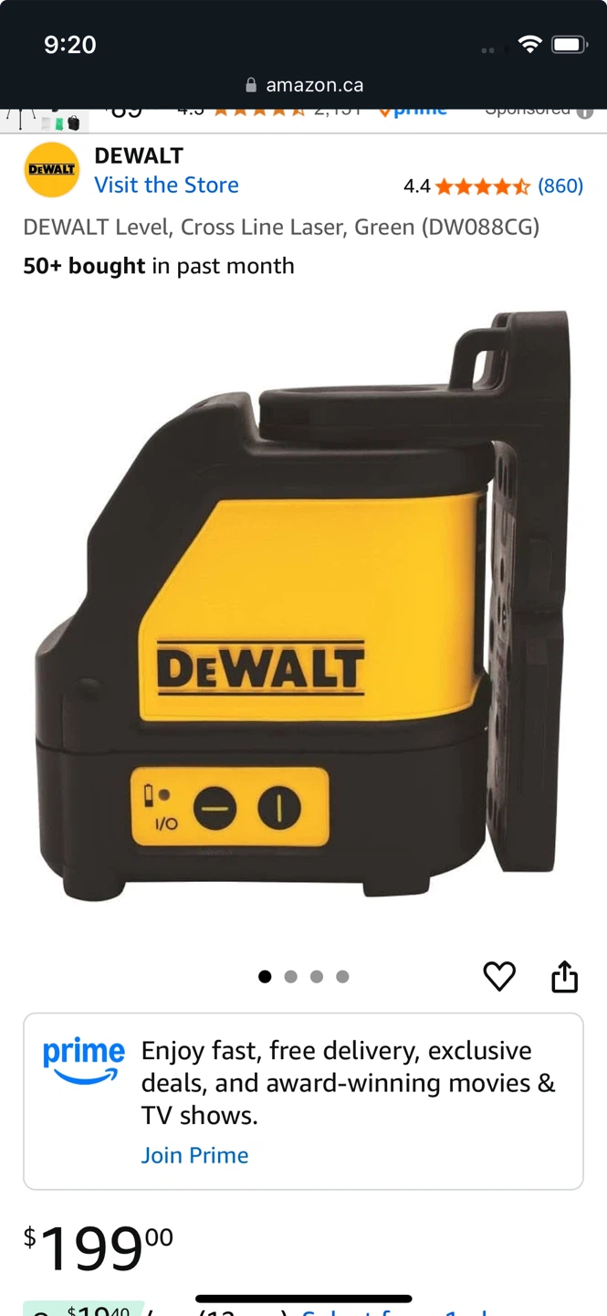 🥕Dewalt DW088CG Cross Line Laser Level