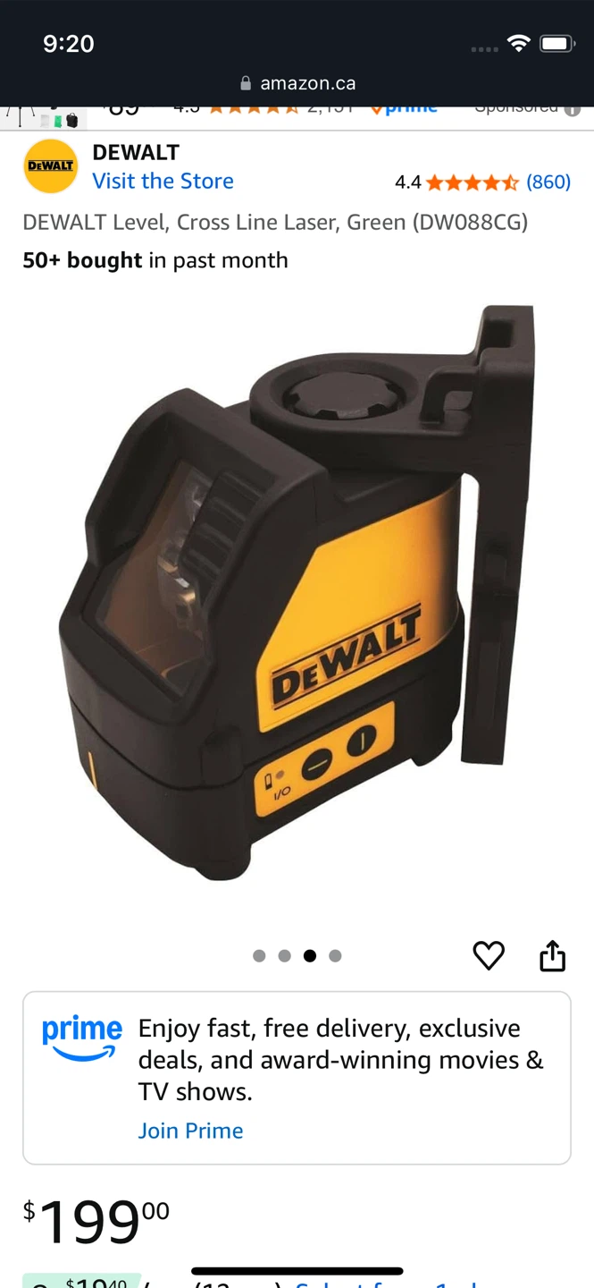 🥕Dewalt DW088CG Cross Line Laser Level - photo 2