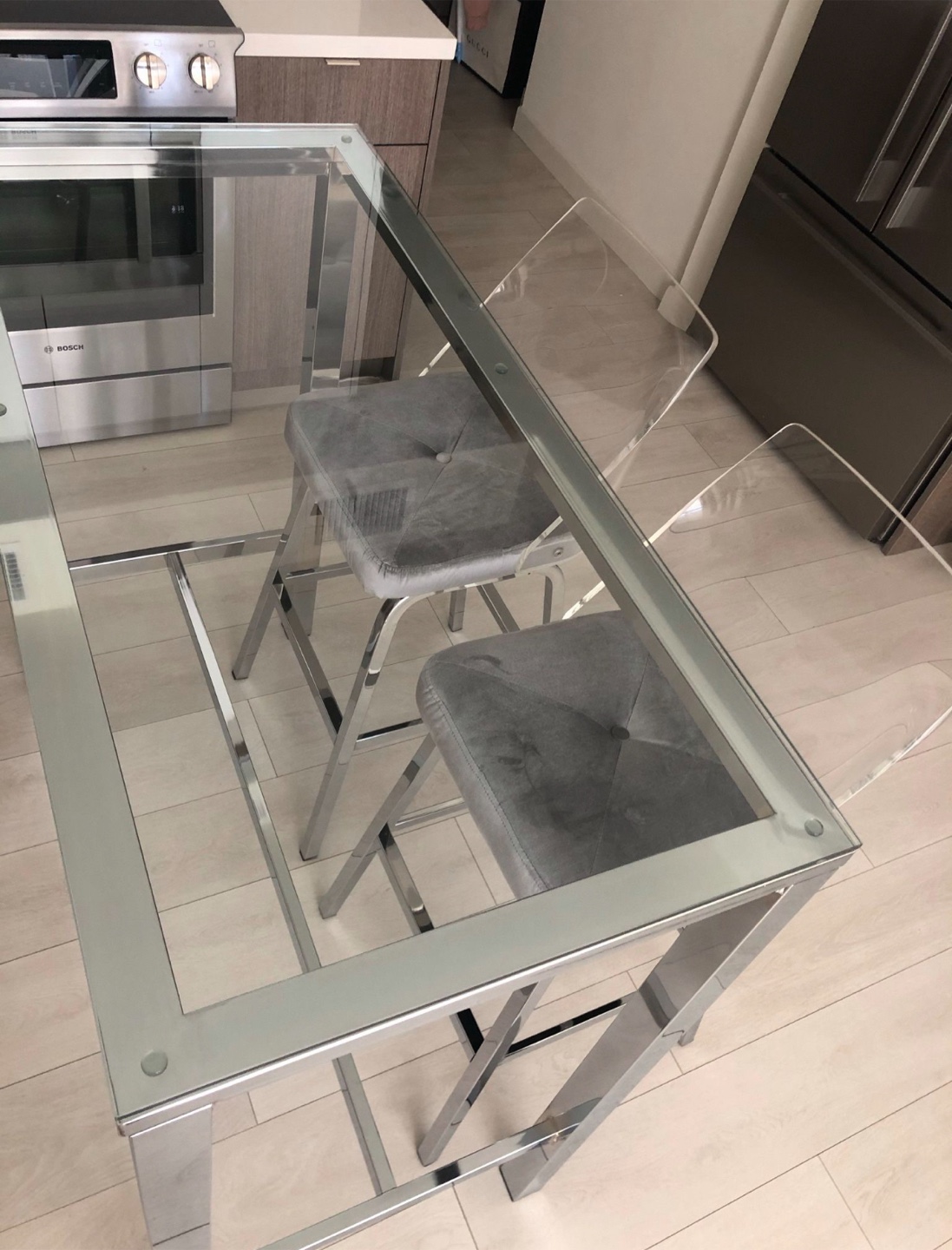 Chrome Glass Bar Table and Stools - photo 3