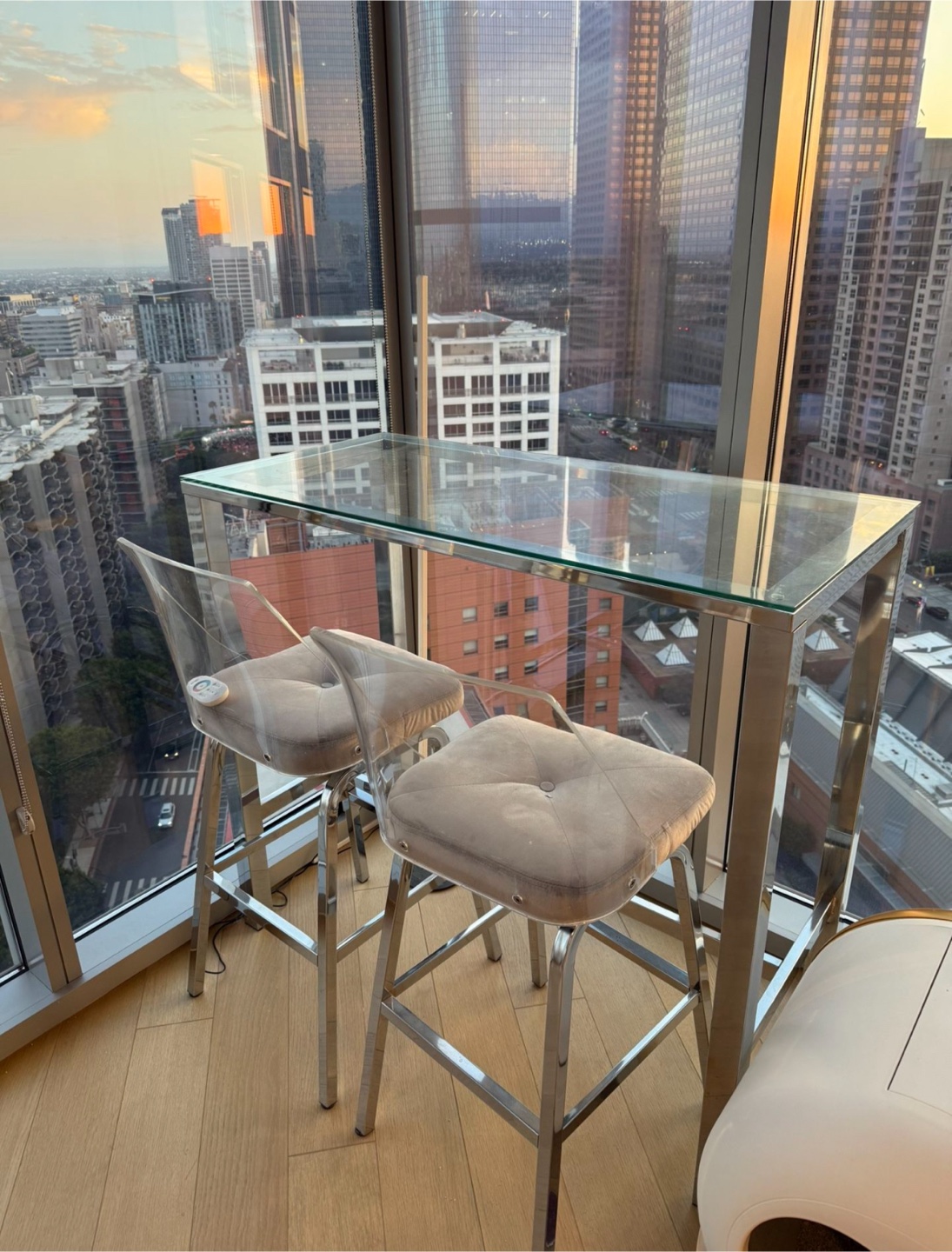 Chrome Glass Bar Table and Stools - photo 4