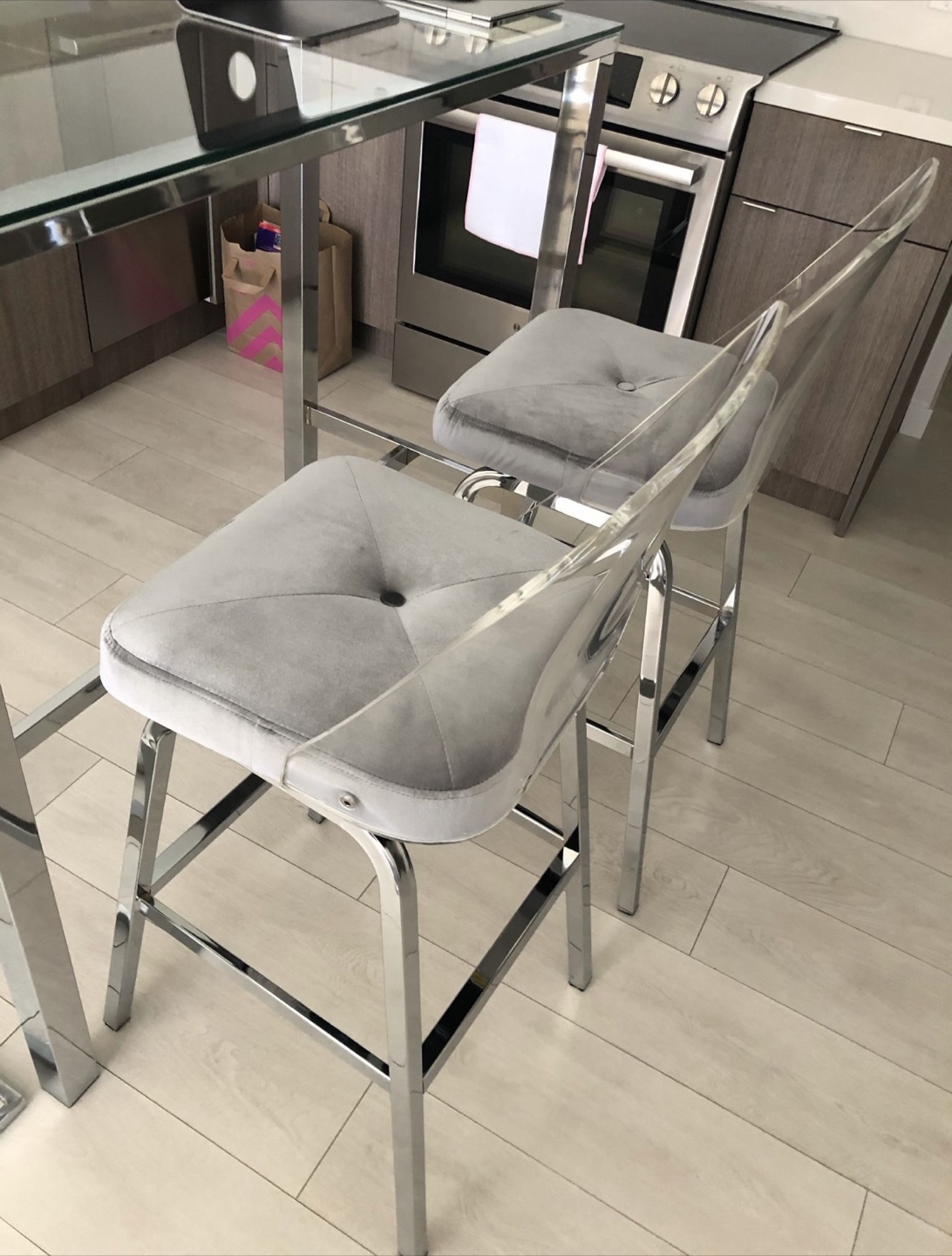 Chrome Glass Bar Table and Stools - photo 2