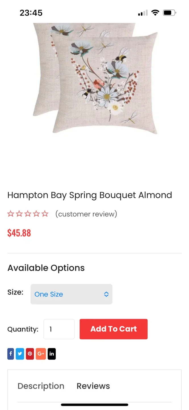 2 Hampton Bay Spring Bouquet Almond Pillow thumbnail