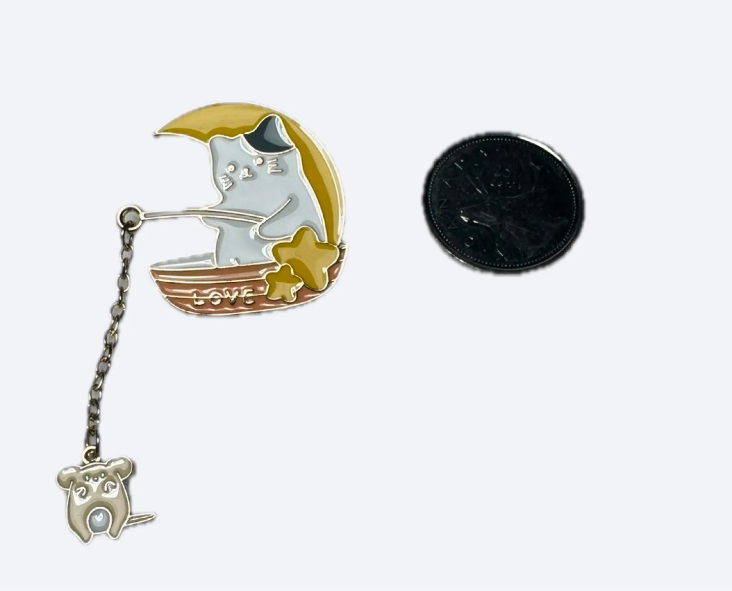 NEW Cute Cat in Moon Boat Pin