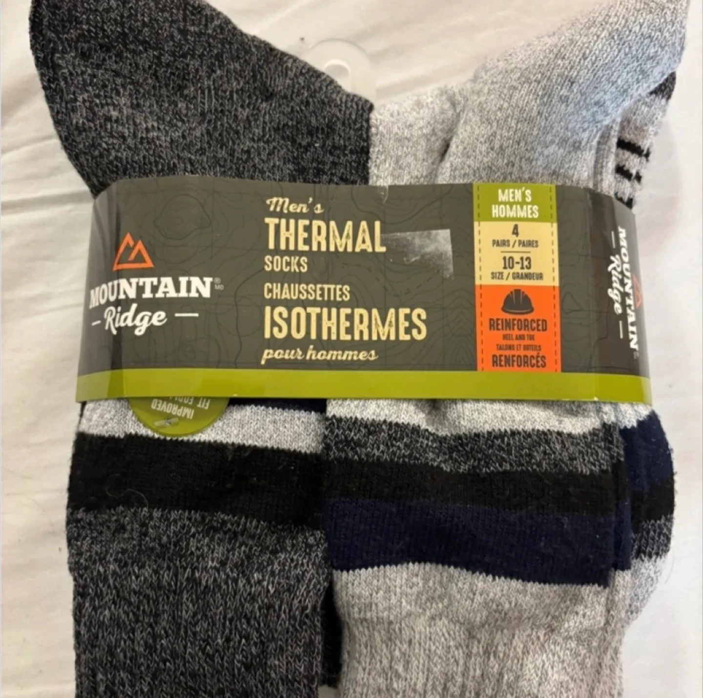 Mountain Ridge Men's Thermal Socks, Size 10-13, 4 Pairs