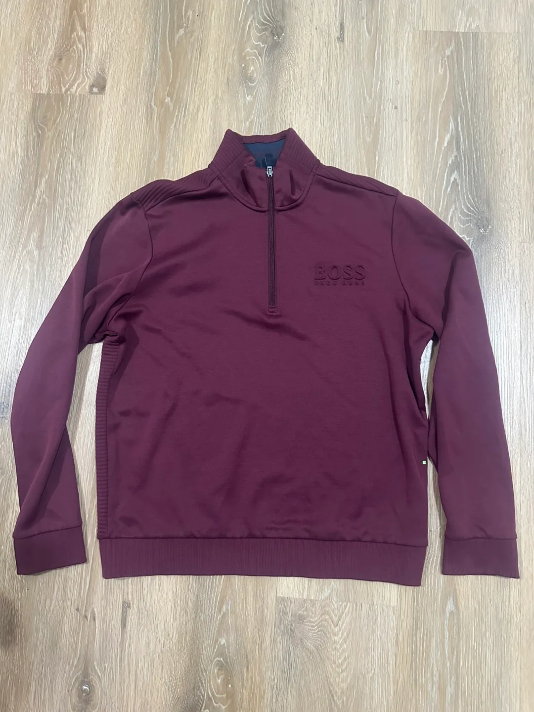 Hugo Boss 1/4 Zip Mid Layer Burgundy Shirt Size XL thumbnail