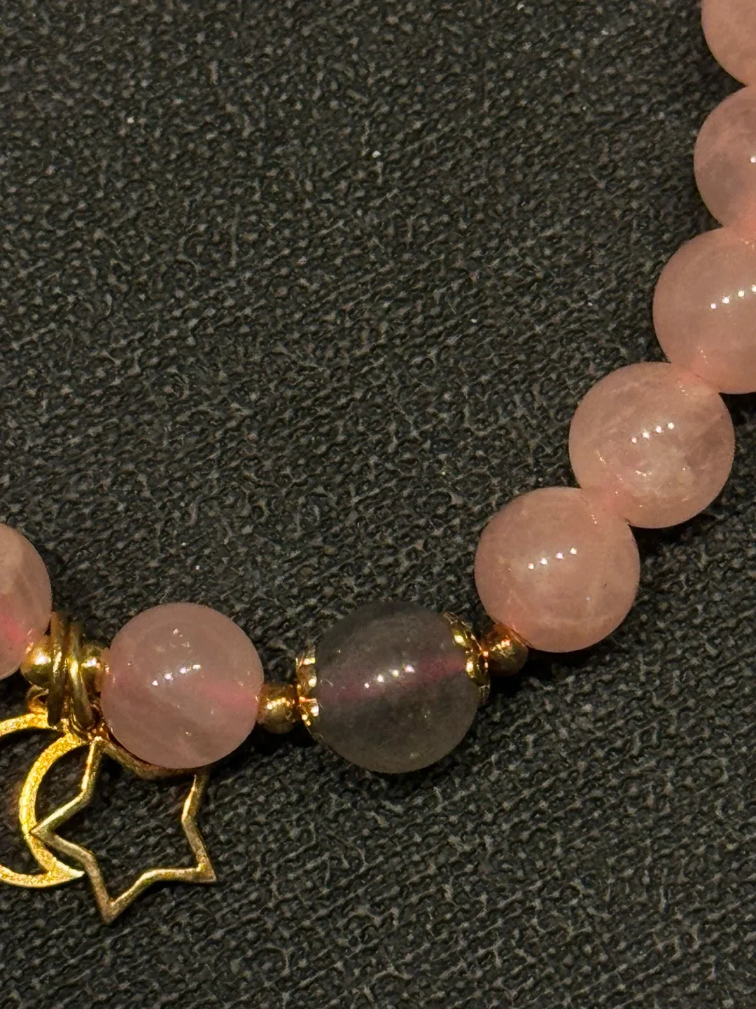 Pink Rose crystal Quartz Beaded Bracelet with Charms image indicator(3)