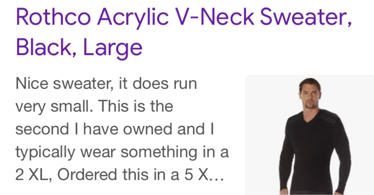 Rothco Acrylic V-Neck Sweater - Black, Large image indicator(2)