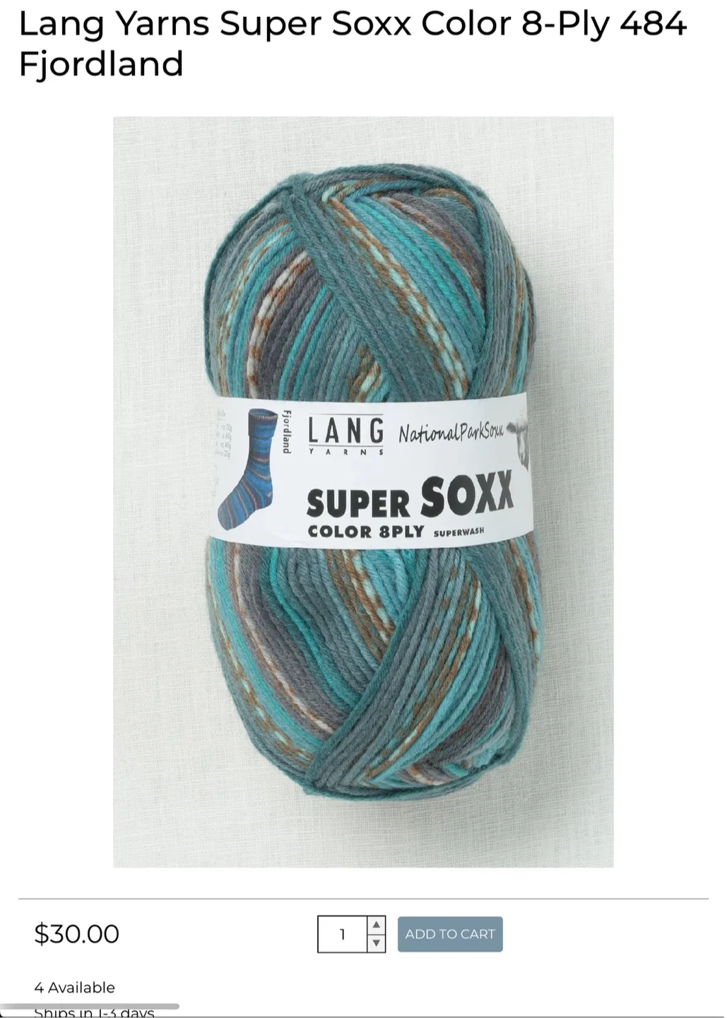 Lang Yarns Super Soxx Color 8-Ply 484 Fjordland thumbnail