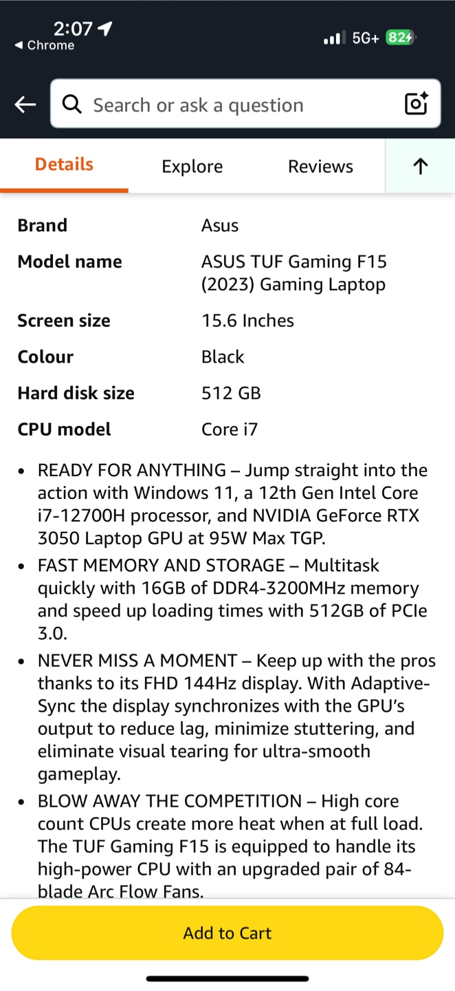 ASUS TUF Gaming F15 Laptop - i7, 16GB RAM, 512GB Storage - photo 2
