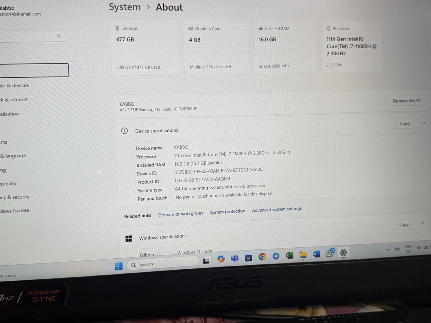 ASUS TUF Gaming F15 Laptop - i7, 16GB RAM, 512GB Storage - photo 4