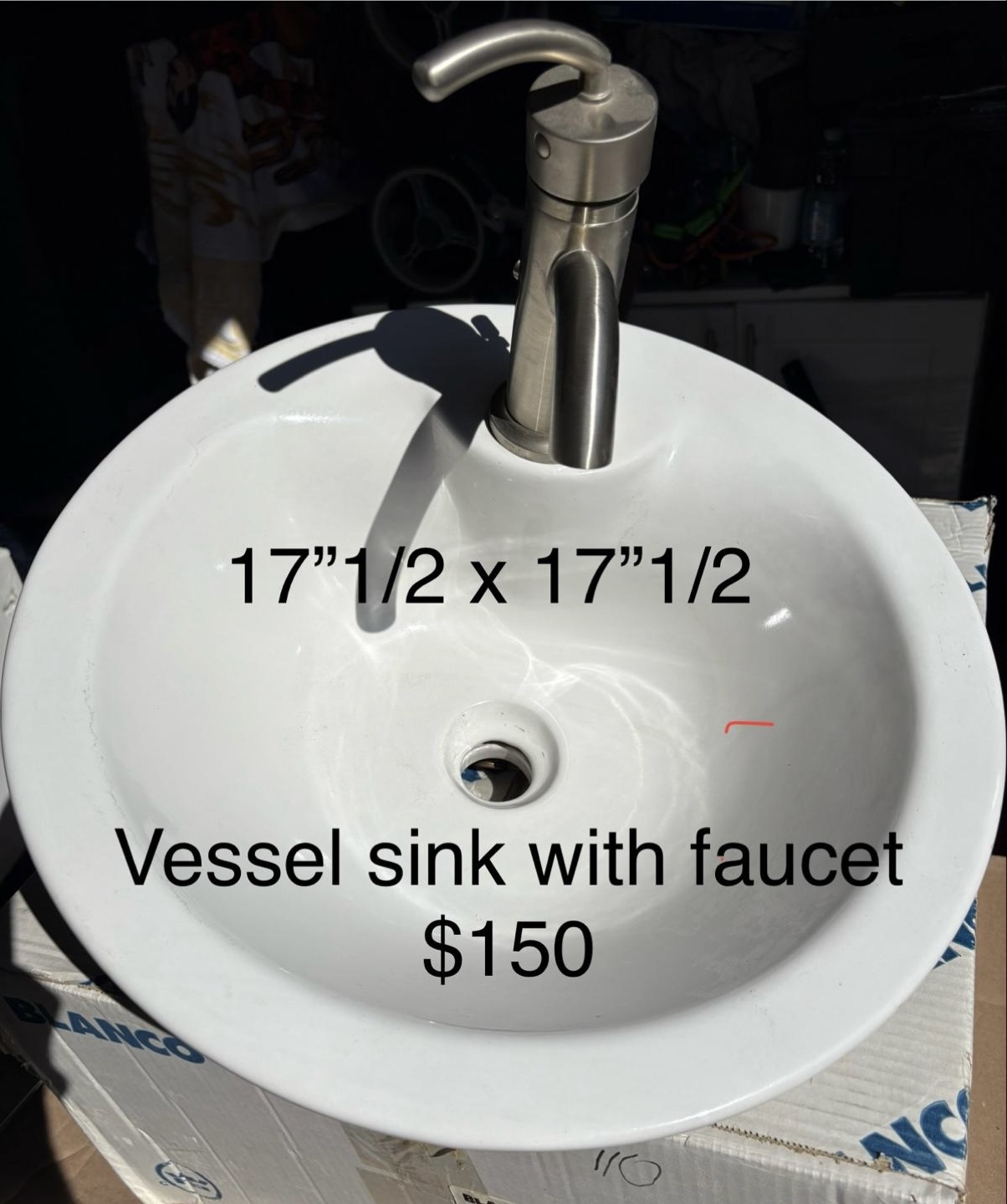 New Vessel Sink with Faucet - 17"1/2 x 17"1/2