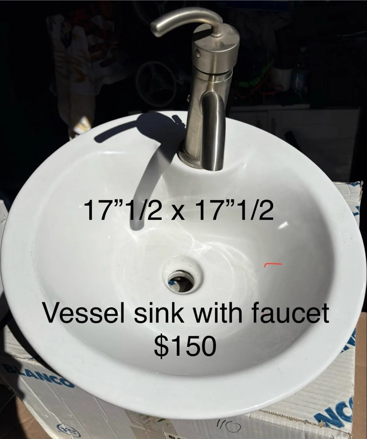 New Vessel Sink with Faucet - 17"1/2 x 17"1/2 thumbnail