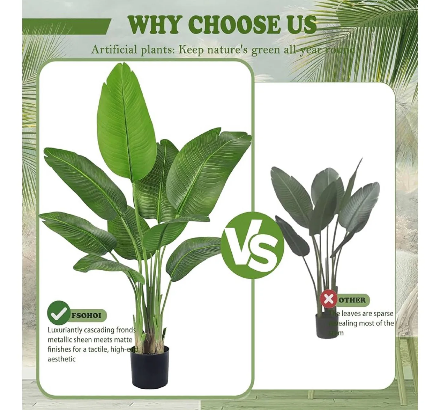 Fsohoi 4ft Artificial Bird of Paradise Plant, New in Box image indicator(2)