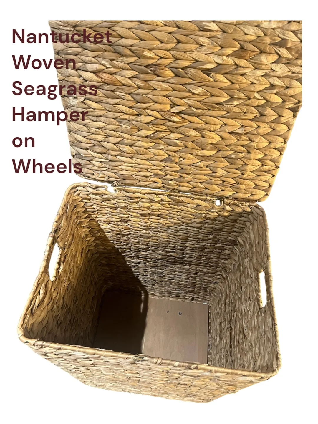 Nantucket Woven Seagrass Hamper on Wheels image indicator(2)