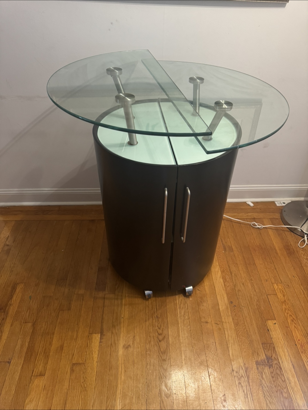 Black Bar Cabinet with Glass Top