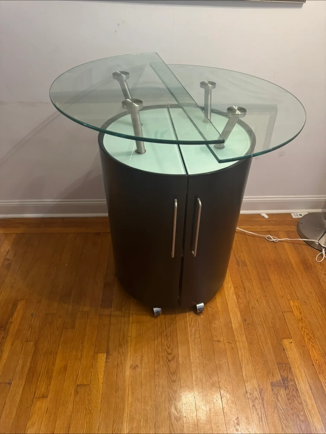 Black Bar Cabinet with Glass Top thumbnail