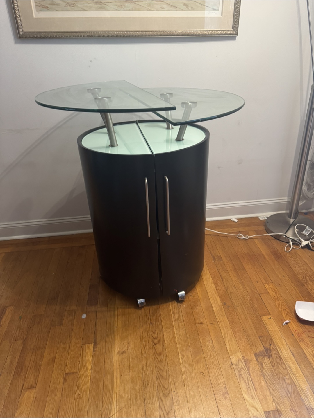 Black Bar Cabinet with Glass Top - photo 2