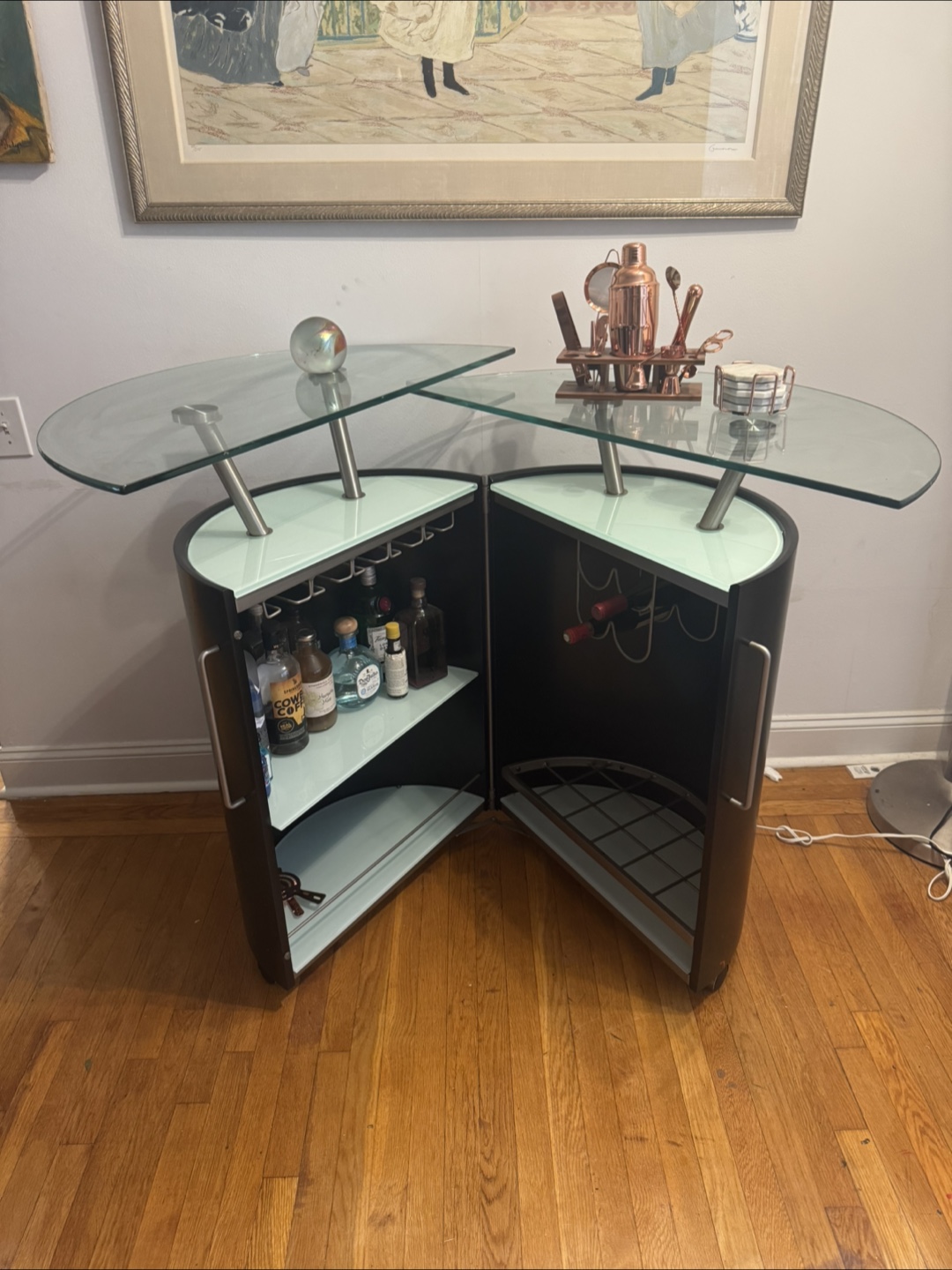 Black Bar Cabinet with Glass Top - photo 3